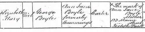 Mary Boyle Birth Certificate